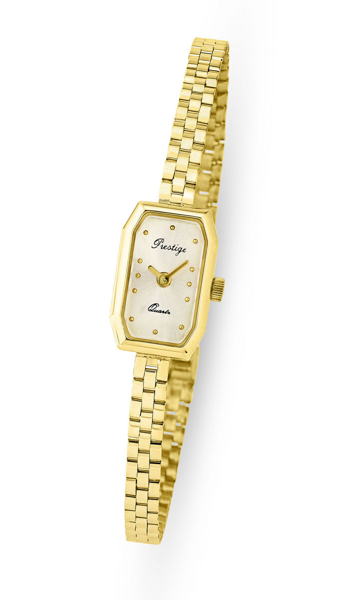 Edle Prestige-Quartz-Damenuhr mit Goldbandgehäuse 