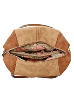 Collezione Alessandro Tasche aus teilweise reptilgeprägtem Veloursmaterial COGNAC