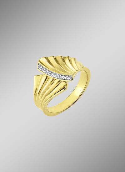 Vergoldeter Damenring mit Diamanten  Vergoldeter Damenring mit Diamanten