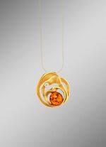 Begeisternder Anh&auml;nger mit Bernstein und synth. Zirkonia 