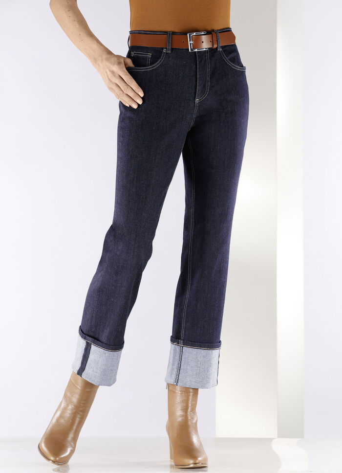 Magic-Jeans mit krempelbaren Aufschlägen  DUNKELBLAU
