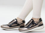 Caprice, trendige Damen-Sneaker, Weite G, mit herausnehmbarem Lederfußbett SCHWARZ-BRONZE