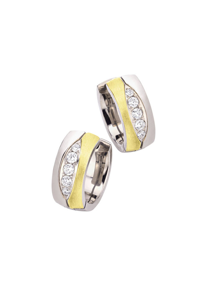 Klappcreolen in Bicolor mit synth. Zirkonia 