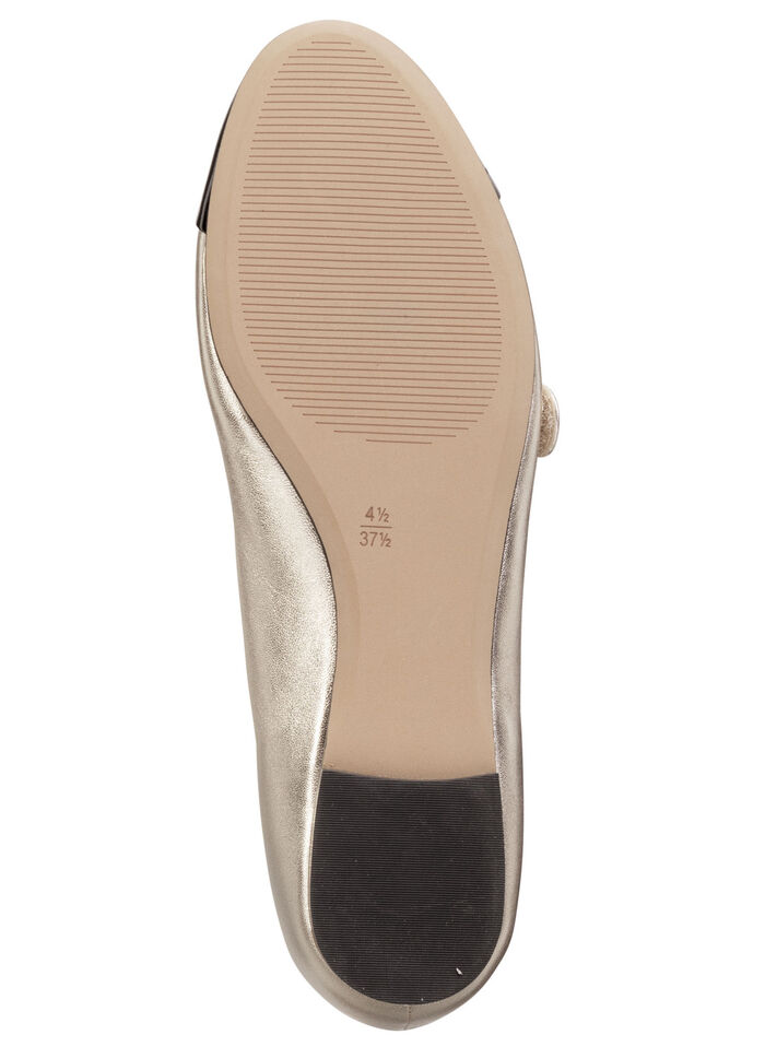 Caprice, schicke Damen-Ballerinas, Weite G, mit herausnehmbarem Fußbett GOLD-SCHWARZ