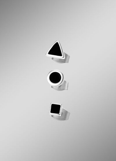 3-teiliges Single-Ohrstecker-Set aus Edelstahl 