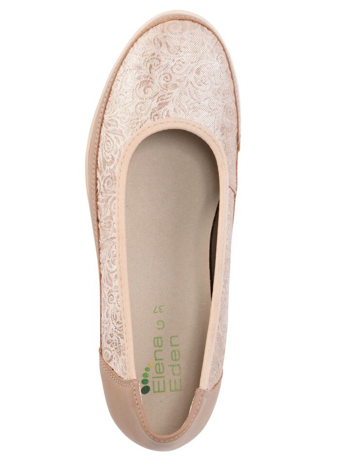 ELENA EDEN, bequeme Damen-Ballerinas, Weite G, mit herausnehmbarem Fu&szlig;bett TAUPE
