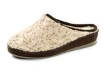 Pantoffel aus gesprenkeltem Wollplüsch BEIGE-BRAUN