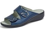 Mubb, bequeme Damen-Pantoletten, Weite H, mit herausnehmbarem Fußbett STAHLBLAU