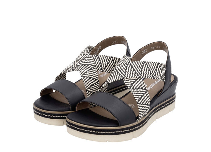 Remonte Sandalette mit Flechtdurchzügen SCHWARZ-CREME