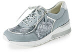 Waldläufer, bequeme Damen-Schnürschuhe, Weite H, mit herausnehmbarem Fußbett BLEU-MATTSILBER