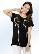 Shirt mit Kontrast-Druck in 2 Farben SCHWARZ
