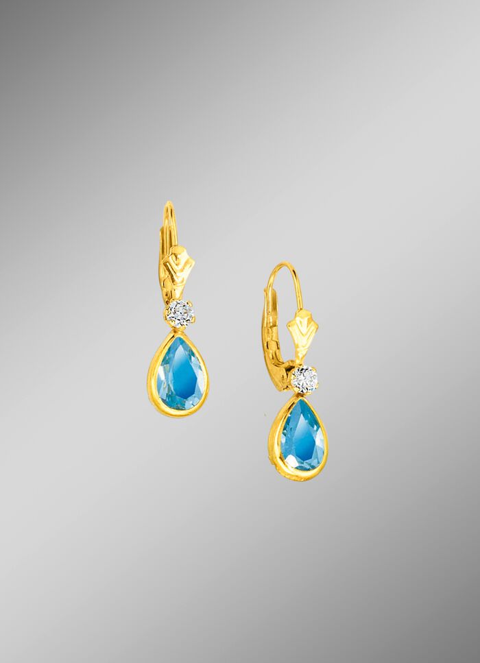 Ohrringe mit Blautopas und synth. Zirkonia 