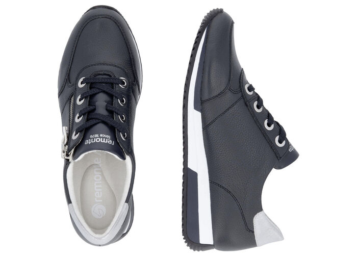 Remonte Schnür-Sneaker mit silberfarben schimmerndem Kontrast-Besatz MARINE