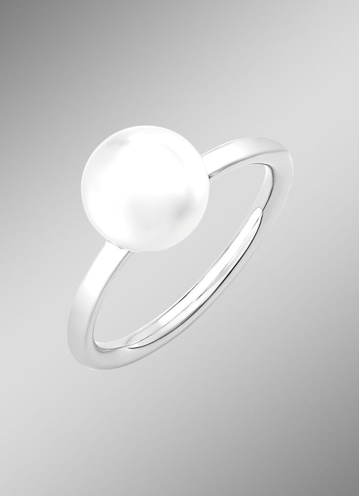 Klassischer Damenring mit Süßwasser-Zuchtperle 