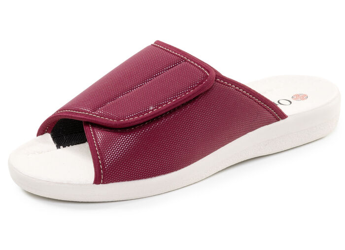 Bequeme Damen-Hausschuhe, Weite H, mit Klettverschluss BORDEAUX