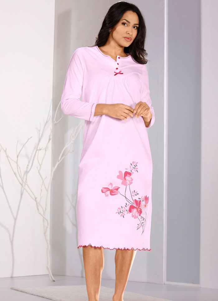 Zweierpack Nachthemden mit Knopfleiste und Zierschleife 