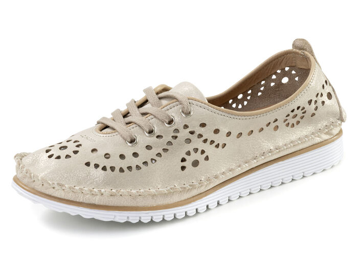 Andrea Conti, sommerliche Damen-Schnürschuhe, Weite G, mit herausnehmbarem Fußbett MATTGOLD