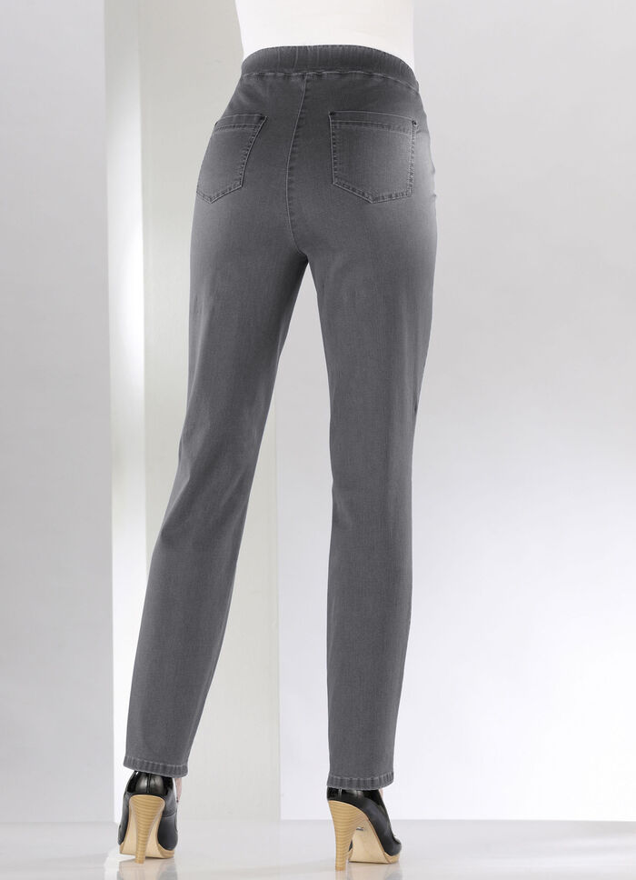 Bauchweg-Jeans in Schlupfform GRAU