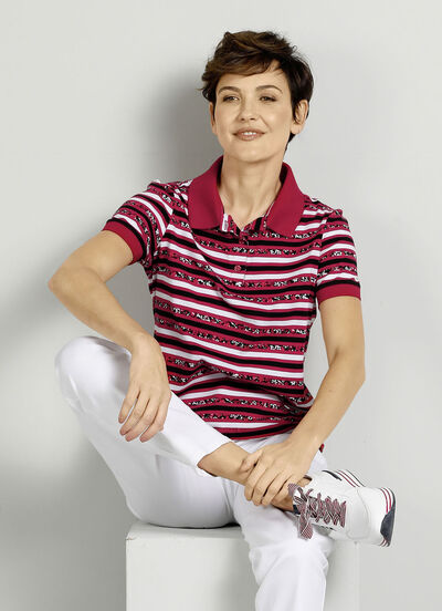 Poloshirt mit gestreiftem Allover-Dessin 