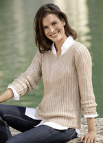 Pullover aus edel glänzendem Bändchengarn SANDBEIGE