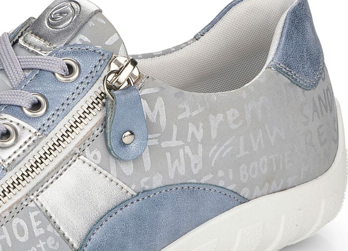 Remonte Sneaker mit bedruckten Bes&auml;tzen HELLBLAU-SILBER
