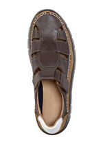Slipper aus Rind-Nappa- und Veloursleder TABAK-COGNAC