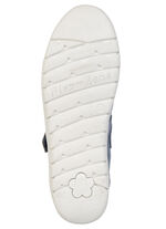 ELENA EDEN, sommerliche Damen-Slipper, Weite H, mit herausnehmbarem Fußbett BLAU-ECRU