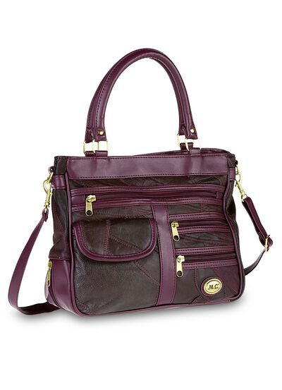 Patchwork-Tasche mit abnehmbarem Umhängeriemen 