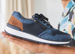 Rieker, bequeme Herren-Sneaker, Weite H, mit herausnehmbarem Fu&szlig;bett BLAU-BRAUN