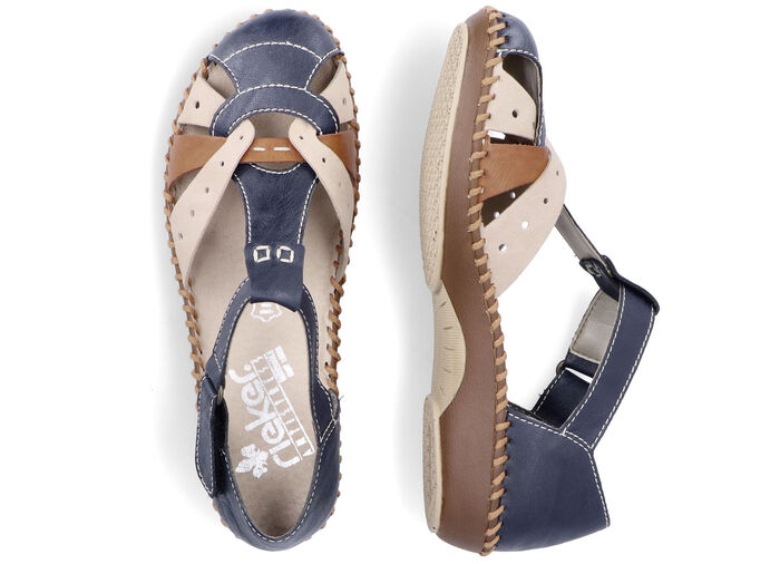 Rieker Sandale in schickem Dessin MARINE-BEIGE-COGNAC