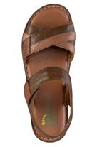 ELENA EDEN Sandale aus Nappaleder mit Kontrastbes&auml;tzen BRAUN