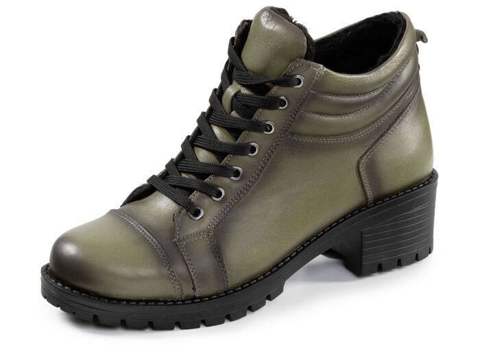 ELENA EDEN, klassische Damen-Stiefeletten, WInterschuhe, mit herausnehmbarem Fußbett KHAKI