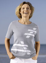 Pulli mit Intarsien-Vorderteil GRAU-WEISS