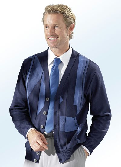 Cardigan mit Jacquard-Dessin im Vorderteil 