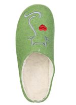 Warme Damen-Hausschuhe, mit Wolle GR&Uuml;N