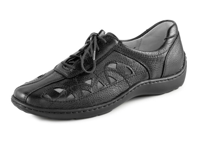 Waldläufer Schnürschuh mit luftigen Durchbrüchen SCHWARZ