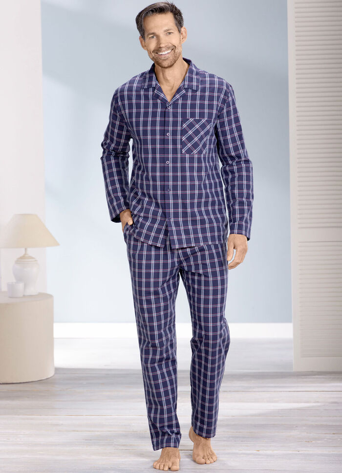 Comte-Schlafanzug aus Webware, mit durchgekn&ouml;pftem Oberteil 