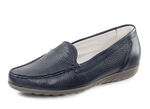Waldläufer, bequeme Damen-Slipper, Weite H, mit herausnehmbarem Fußbett MARINE