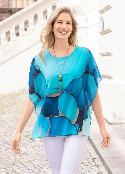 Poncho-Tunika mit eingearbeitetem Top 