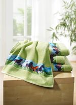 Frottier-Serie mit besonders hochwertig gearbeiteter, bedruckter Bord&uuml;re 