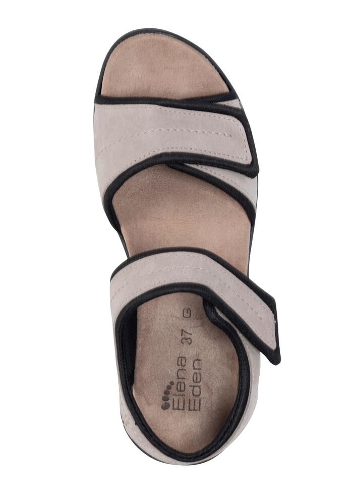 ELENA EDEN Sandale aus weichem Nubukleder und schwarzem Elastikmaterial 