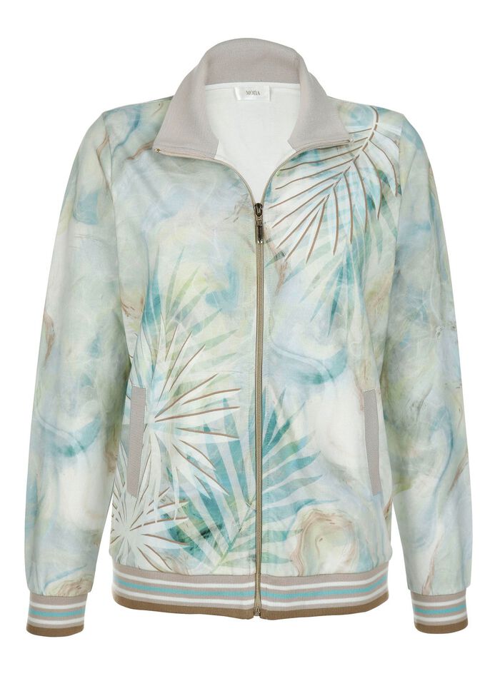 Sweatjacke mit floralem Motiv 