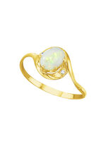 Damenring mit echt Opal und synth. Zirkonia 