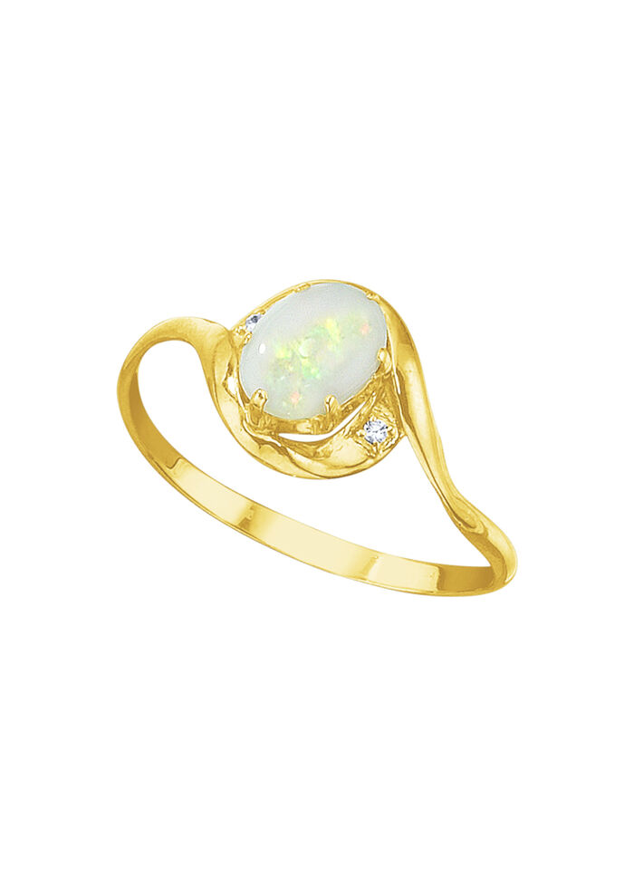 Damenring mit echt Opal und synth. Zirkonia 