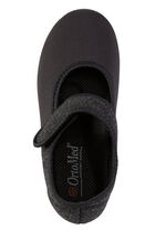 Spangenschuh aus weichem, teilweise meliertem Textilmaterial SCHWARZ