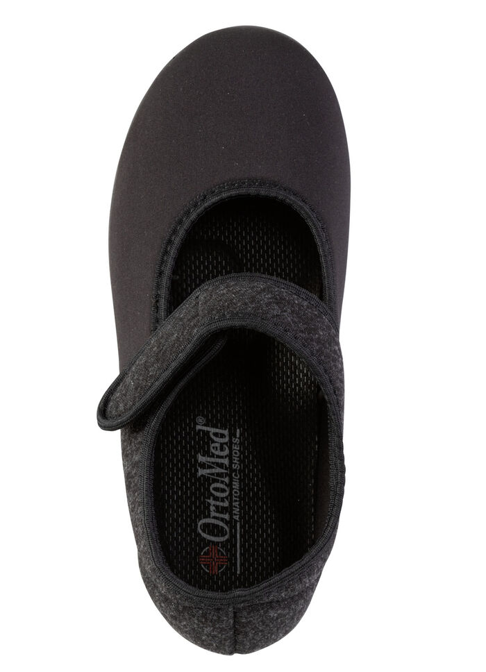 Spangenschuh aus weichem, teilweise meliertem Textilmaterial SCHWARZ