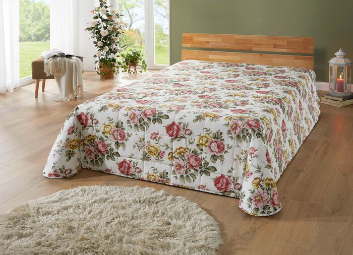 Tagesdecke mit Karosteppung und Kissenbez&uuml;ge GELB