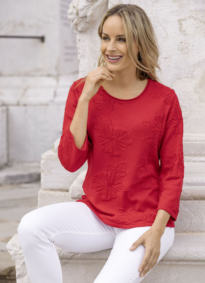 Pullover mit feiner Floralstruktur 
