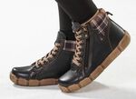 Andrea Conti Schn&uuml;r-Bootie mit Schaftrand aus kariertem Textil 