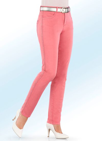 Edel-Jeans mit Zierband und Strasssteinen 